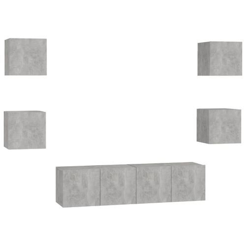 Ensemble de meubles TV 6 pcs Gris béton 5 - Photo n°2; ?>