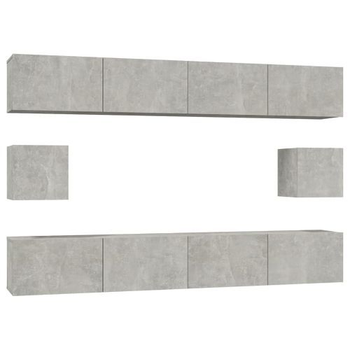 Ensemble de meubles TV 6 pcs Gris béton Bois d'ingénierie - Photo n°2; ?>