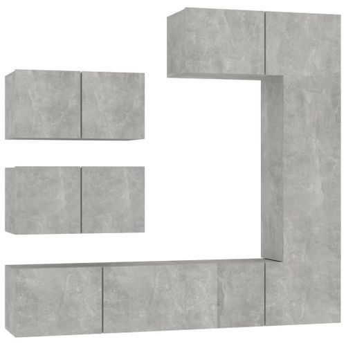 Ensemble de meubles TV 6 pcs Gris béton Bois d'ingénierie - Photo n°2; ?>