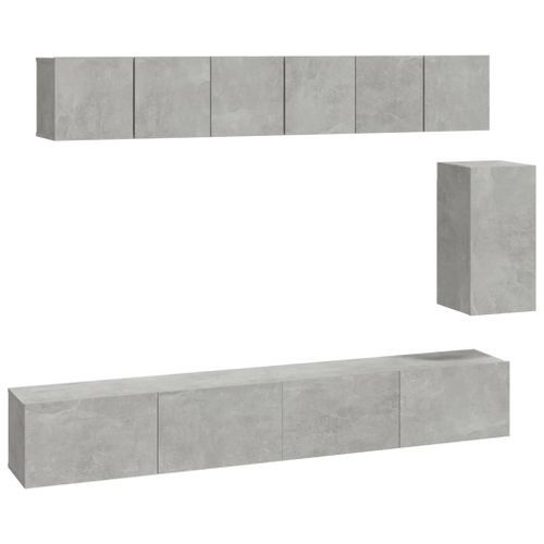 Ensemble de meubles TV 6 pcs Gris béton Bois d'ingénierie - Photo n°2; ?>