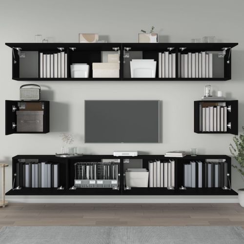 Ensemble de meubles TV 6 pcs Noir Bois d'ingénierie - Photo n°3; ?>