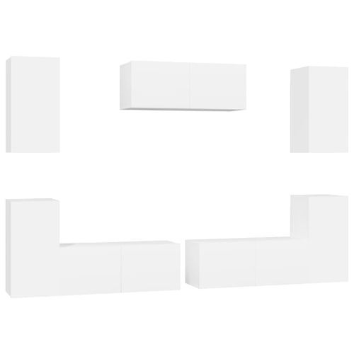 Ensemble de meubles TV 7 pcs Blanc Bois d'ingénierie - Photo n°2; ?>