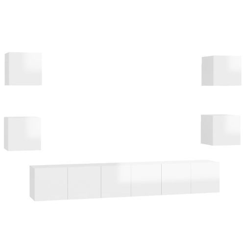 Ensemble de meubles TV 7 pcs Blanc brillant 2 - Photo n°2; ?>