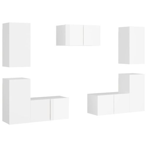 Ensemble de meubles TV 7 pcs Blanc brillant 3 - Photo n°3; ?>