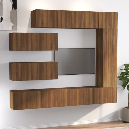 Ensemble de meubles TV 7 pcs Chêne marron Bois d'ingénierie - Photo n°2; ?>