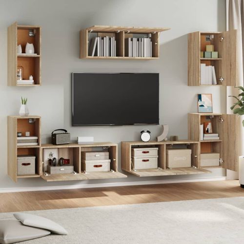 Ensemble de meubles TV 7 pcs Chêne sonoma Bois d'ingénierie - Photo n°3; ?>