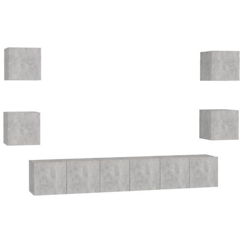 Ensemble de meubles TV 7 pcs Gris béton 2 - Photo n°3; ?>