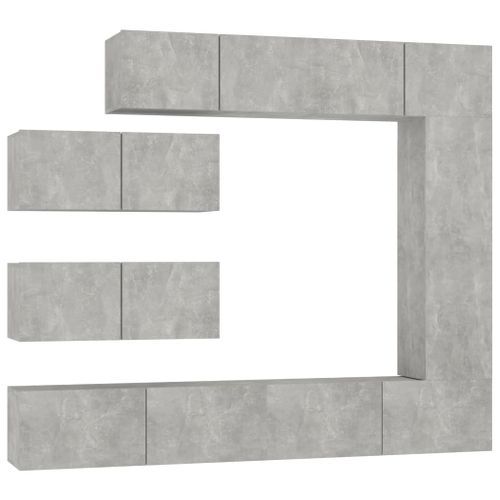 Ensemble de meubles TV 7 pcs Gris béton Bois d'ingénierie - Photo n°2; ?>