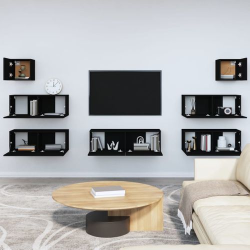 Ensemble de meubles TV 7 pcs Noir Bois d'ingénierie - Photo n°3; ?>