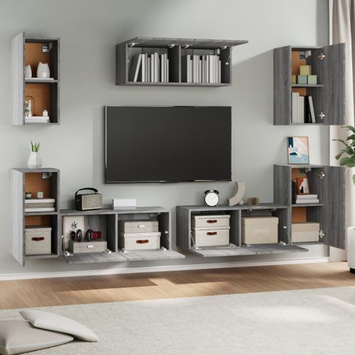 Ensemble de meubles TV 7 pcs Sonoma gris Bois d'ingénierie - Photo n°3; ?>