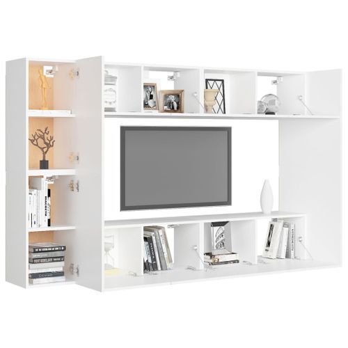 Ensemble de meubles TV 8 pcs Blanc 3 - Photo n°3; ?>