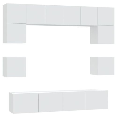 Ensemble de meubles TV 8 pcs Blanc Bois d'ingénierie - Photo n°2; ?>