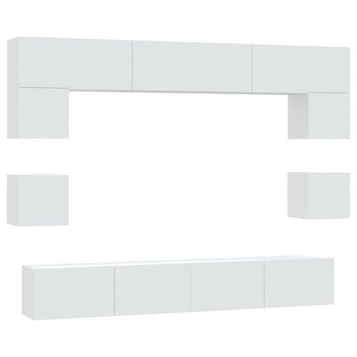 Ensemble de meubles TV 8 pcs Blanc Bois d'ingénierie - Photo n°2; ?>