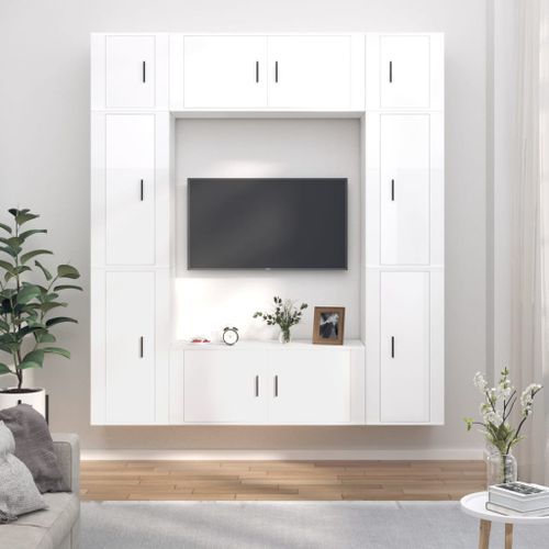 Ensemble de meubles TV 8 pcs Blanc brillant Bois d'ingénierie - Photo n°2; ?>