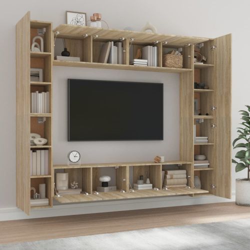 Ensemble de meubles TV 8 pcs Chêne sonoma Bois d'ingénierie - Photo n°3; ?>