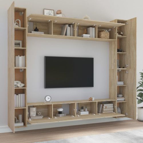 Ensemble de meubles TV 8 pcs Chêne sonoma Bois d'ingénierie - Photo n°3; ?>