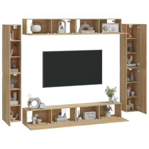 Ensemble de meubles TV 8 pcs Chêne sonoma Bois d'ingénierie - Photo n°3; ?>