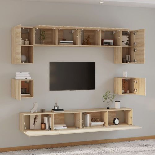 Ensemble de meubles TV 8 pcs Chêne sonoma Bois d'ingénierie - Photo n°3; ?>