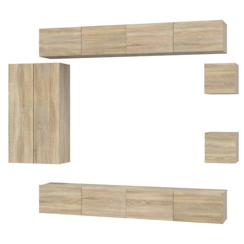 Ensemble de meubles TV 8 pcs Chêne sonoma Bois d'ingénierie - Photo n°2; ?>