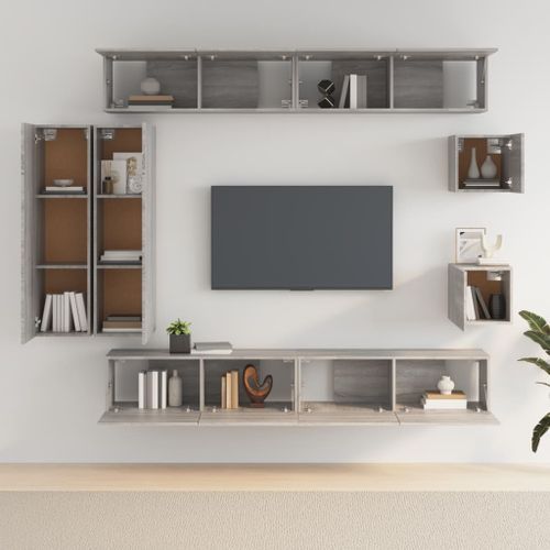 Ensemble de meubles TV 8 pcs Sonoma gris Bois d'ingénierie - Photo n°3; ?>