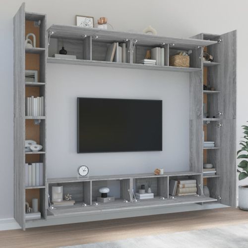 Ensemble de meubles TV 8 pcs Sonoma gris Bois d'ingénierie - Photo n°3; ?>