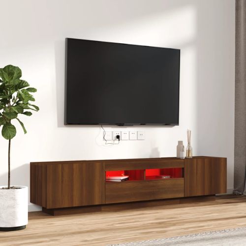 Ensemble de meubles TV avec lumières LED 2 pcs Chêne marron - Photo n°3; ?>