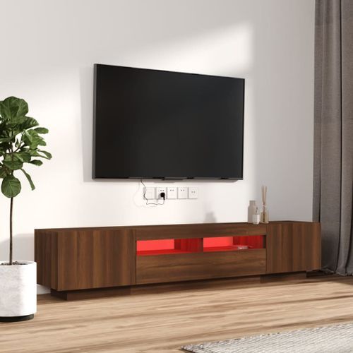 Ensemble de meubles TV avec lumières LED 2 pcs Chêne marron - Photo n°3; ?>