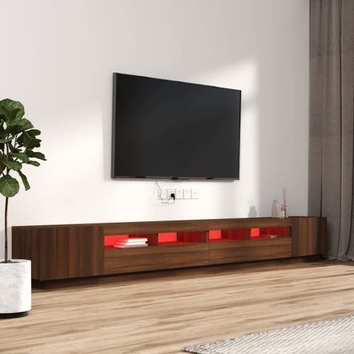 Ensemble de meubles TV avec lumières LED 3 pcs Chêne marron - Photo n°3; ?>