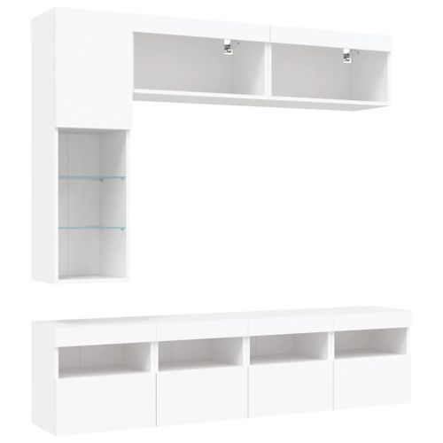 Ensemble de meubles TV muraux 7 pcs avec lumières LED blanc - Photo n°3; ?>