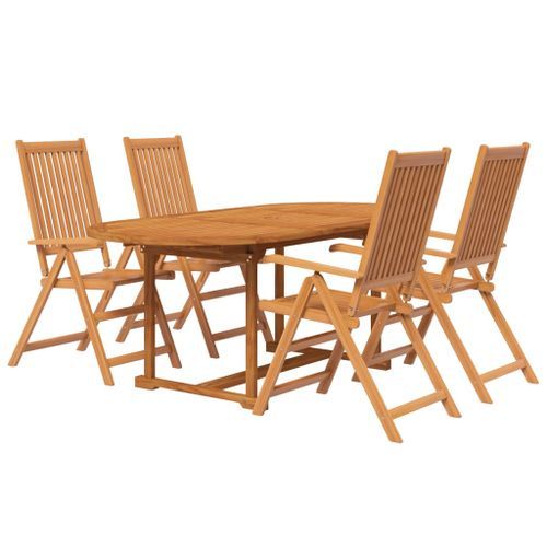 Ensemble de salle à manger de jardin 5 pcs Bois d'acacia massif - Photo n°3; ?>