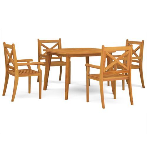 Ensemble de salle à manger de jardin 5 pcs Bois d'acacia solide - Photo n°2; ?>