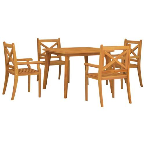 Ensemble de salle à manger de jardin 5 pcs Bois d'acacia solide - Photo n°3; ?>