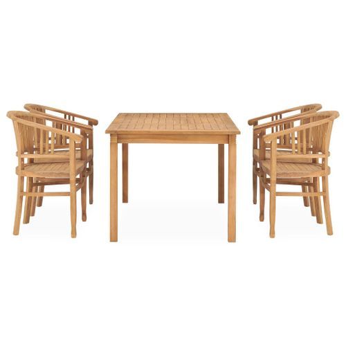 Ensemble de salle à manger de jardin 5 pcs Bois de teck solide - Photo n°2; ?>