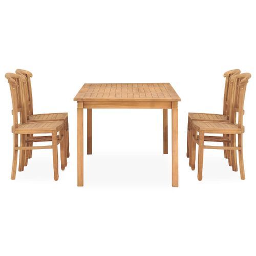 Ensemble de salle à manger de jardin 5 pcs Bois de teck solide - Photo n°2; ?>