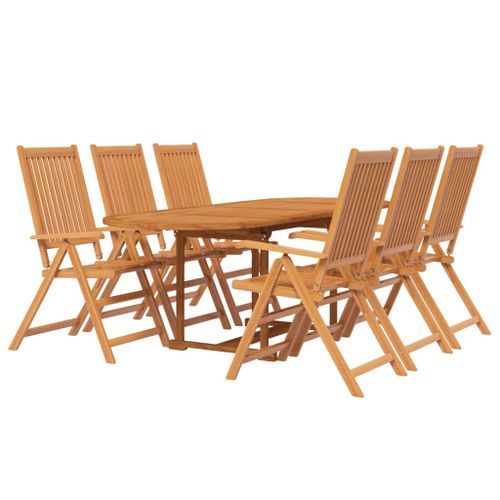 Ensemble de salle à manger de jardin 7 pcs Bois d'acacia massif 3 - Photo n°3; ?>