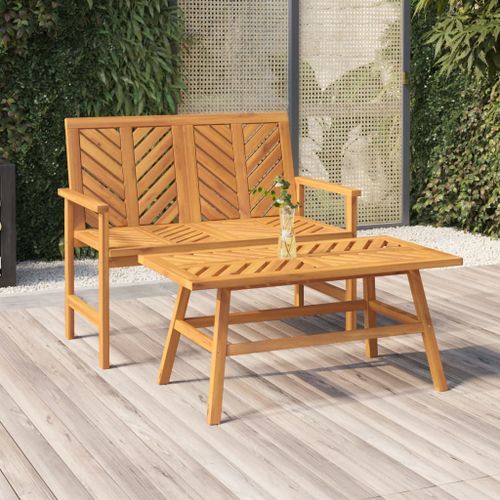 Ensemble de salon de jardin 2 pcs bois d'acacia solide - Photo n°2; ?>