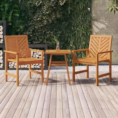 Ensemble de salon de jardin 3 pcs bois d'acacia solide - Photo n°2; ?>