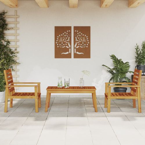 Ensemble de salon de jardin 3 pcs bois d'acacia solide - Photo n°2; ?>