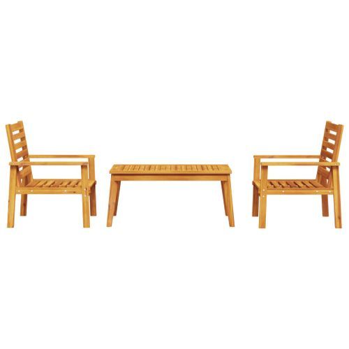 Ensemble de salon de jardin 3 pcs bois d'acacia solide - Photo n°3; ?>