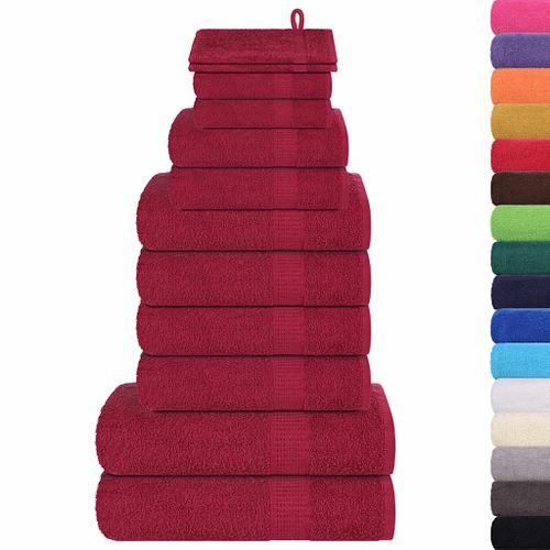 Ensemble de serviettes 12 pcs bordeaux 360 g/m² 100% coton - Photo n°2; ?>