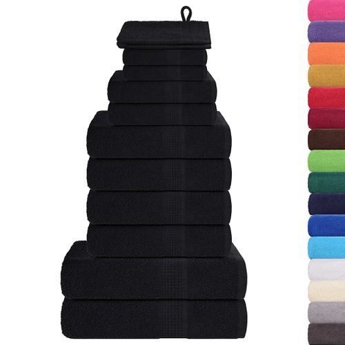 Ensemble de serviettes 12 pcs noir 360 g/m² 100% coton - Photo n°2; ?>