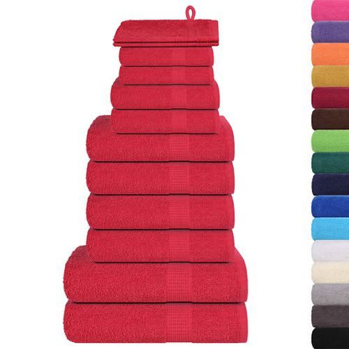 Ensemble de serviettes 12 pcs rouge 360 g/m² 100% coton - Photo n°2; ?>