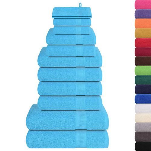 Ensemble de serviettes 12 pcs turquoise 360 g/m² 100% coton - Photo n°2; ?>