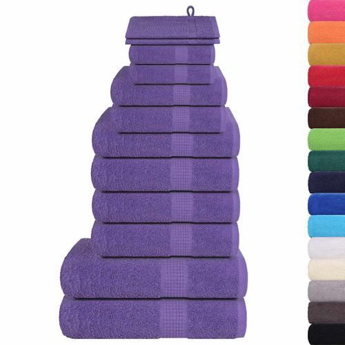 Ensemble de serviettes 12 pcs violet 360 g/m² 100% coton - Photo n°2; ?>