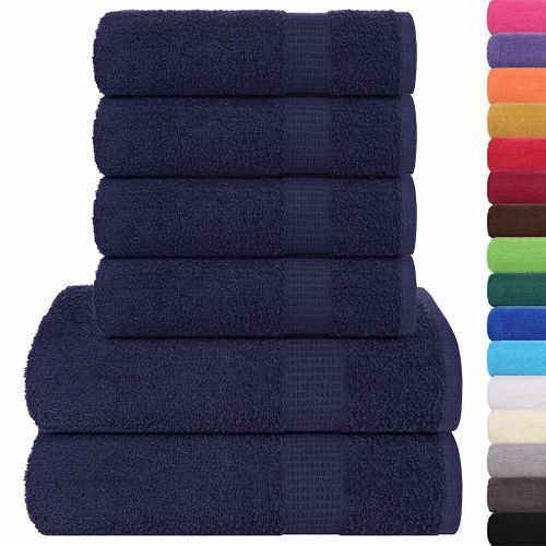 Ensemble de serviettes 6 pcs bleu marine 360 g/m² 100% coton - Photo n°2; ?>