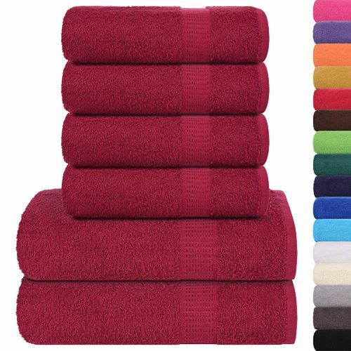 Ensemble de serviettes 6 pcs bordeaux 360 g/m² 100% coton - Photo n°2; ?>