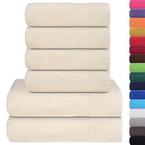 Ensemble de serviettes 6 pcs crème 360 g/m² 100% coton - Photo n°2; ?>