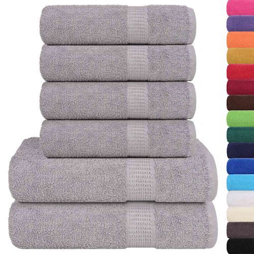 Ensemble de serviettes 6 pcs gris 360 g/m² 100% coton - Photo n°2; ?>