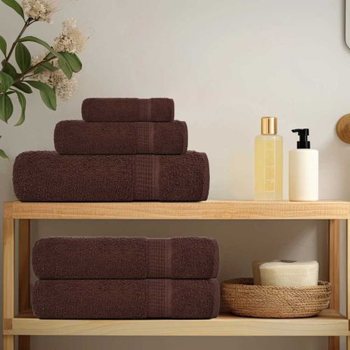 Ensemble de serviettes 6 pcs marron 360 g/m² 100% coton - Photo n°3; ?>