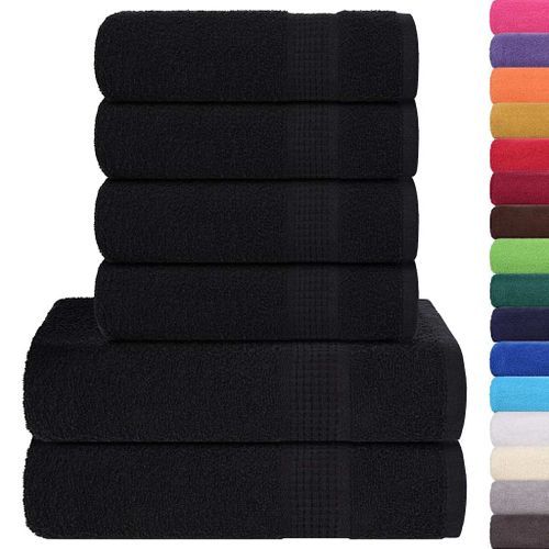 Ensemble de serviettes 6 pcs noir 360 g/m² 100% coton - Photo n°2; ?>